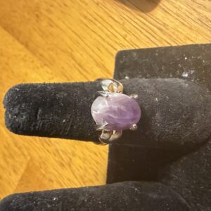Amethyst silver tone ring