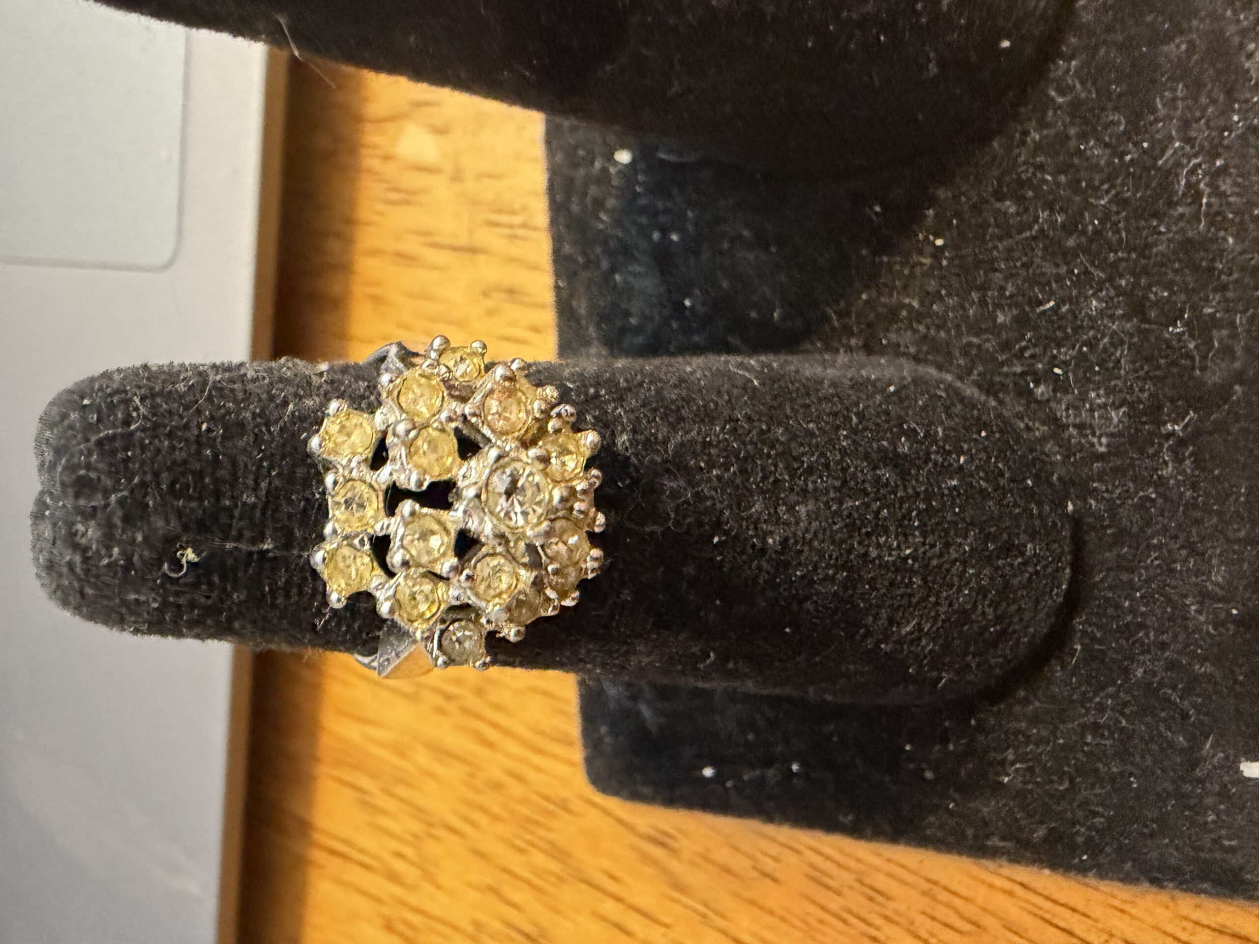 Vintage citrine and goldtone cluster ring
